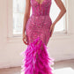 Ladivine CC2308 Long Fully Embellished and Feather Mermaid Gown