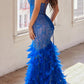 Ladivine CC2308 Long Fully Embellished and Feather Mermaid Gown