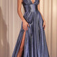Ladivine CC2349 Long Glitter Stretch Satin A-Line Evening Gown