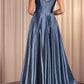 Ladivine CC2349 Long Glitter Stretch Satin A-Line Evening Gown