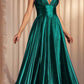 Ladivine CC2349 Long Glitter Stretch Satin A-Line Evening Gown