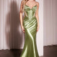 Ladivine CC2397 Dress Glitter Dusted Fitted Stretch Satin Gown