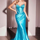Ladivine CC2397 Dress Glitter Dusted Fitted Stretch Satin Gown