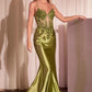 Ladivine CC2401 Dress Embellished Lace & Satin Fitted Gown
