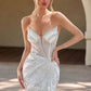 Ladivine CC2488W Plunging Neckline Fitted Mermaid Off White Gown