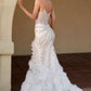 Ladivine CC2488W Plunging Neckline Fitted Mermaid Off White Gown