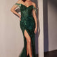 Ladivine CC324 Dress Off The Shoulder Beaded Fitted Prom Gown