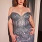 Ladivine CC341C Off The Shoulder Beaded Curve Gown