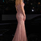 Ladivine CC341 Beaded Off The Shoulder Fit & Flare Gown