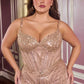 Ladivine CC398C Dress Strapless Beaded Fitted Plus Size Prom Gown