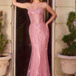 Ladivine CC398 Dress Strapless Beaded Fitted Prom Gown