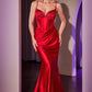Ladivine CC4021 Dress Fitted Stretch Satin Hot Stone Gown