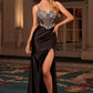 CLEARANCE - Ladivine CC408 Long Satin Fitted Lavender Gown (Size 2)