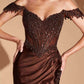 Ladivine CC456 Glitter Satin Strech Fitted Evening Gown