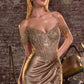 Ladivine CC456 Glitter Satin Strech Fitted Evening Gown