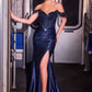 Ladivine CC456 Glitter Satin Strech Fitted Evening Gown
