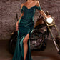 Ladivine CC456 Glitter Satin Strech Fitted Evening Gown