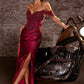 Ladivine CC456 Glitter Satin Strech Fitted Evening Gown