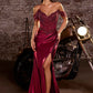 Ladivine CC456 Glitter Satin Strech Fitted Evening Gown