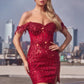 Ladivine CC461 Dress Off The Shoulder Short Sequin Cocktail Dress