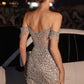 Ladivine CC461 Dress Off The Shoulder Short Sequin Cocktail Dress