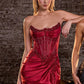 Ladivine CC463 Strapless Sweetheart Fitted Satin Skirt Gown