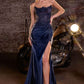Ladivine CC463 Strapless Sweetheart Fitted Satin Skirt Gown