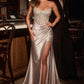 Ladivine CC467 Dress Scoop Neck Strapless Fitted Satin Prom Gown