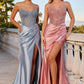Ladivine CC467 Dress Scoop Neck Strapless Fitted Satin Prom Gown