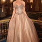 Ladivine CC471 Off Shoulder Glitter Tulle Corset Bodice A-line Ball Gown