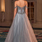 Ladivine CC471 Off Shoulder Glitter Tulle Corset Bodice A-line Ball Gown