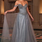 Ladivine CC471 Off Shoulder Glitter Tulle Corset Bodice A-line Ball Gown