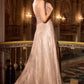 Ladivine CC474 Plunging V-Neckline Shimmering A-Line Gown