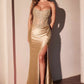 Ladivine CC475 Dress Strapless Fitted Prom Gown With Lace Detailing