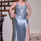 Ladivine CC475C Strapless Fitted Plus Size Prom Gown With Lace Detailing