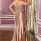 Ladivine CC475C Strapless Fitted Plus Size Prom Gown With Lace Detailing