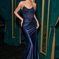 Ladivine CC475 Dress Strapless Fitted Prom Gown With Lace Detailing