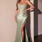 Ladivine CC475 Dress Strapless Fitted Prom Gown With Lace Detailing