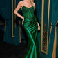Ladivine CC475 Dress Strapless Fitted Prom Gown With Lace Detailing