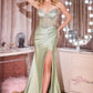 Ladivine CC490 Sheer Corset Bodice Strapless Fitted Formal Gown