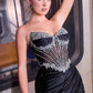 Ladivine CC490 Sheer Corset Bodice Strapless Fitted Formal Gown