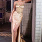 Ladivine CC490 Sheer Corset Bodice Strapless Fitted Formal Gown