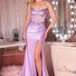 Ladivine CC490 Sheer Corset Bodice Strapless Fitted Formal Gown