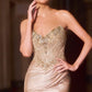 Ladivine CC491  Strapless Sweetheart Corset Bodice Fitted Satin Dress