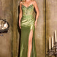 Ladivine CC491  Strapless Sweetheart Corset Bodice Fitted Satin Dress
