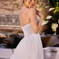 Ladivine CC492W Beaded Detachable Tulle Overskirt Fitted Off White Gown