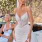 Ladivine CC492W Beaded Detachable Tulle Overskirt Fitted Off White Gown