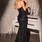Ladivine CC492 Captivating Beaded Detachable Tulle Overskirt Fitted Gown