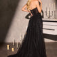CLEARANCE - Ladivine CC492 Beaded Detachable Tulle Overskirt Fitted Mocha Gold Gown (Size 12)