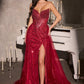 Ladivine CC492 Captivating Beaded Detachable Tulle Overskirt Fitted Gown